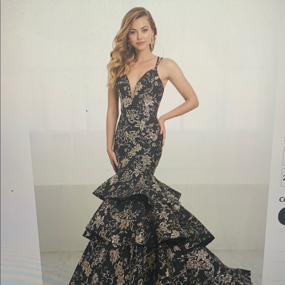 Navy blue and gold Tiffany Prom Dress